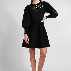 Eyelet Lace Fit And Flare Sweater Dress